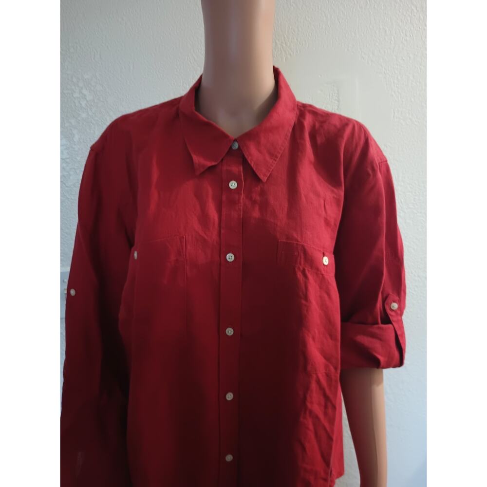 Lauren Red women Collared Long Sleeve Button-Up Shirt – Size 3X W012C - Picture 9 of 11